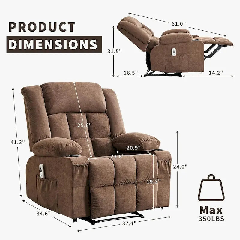 Heat and Massage Recliner Chair with Remote Control 15