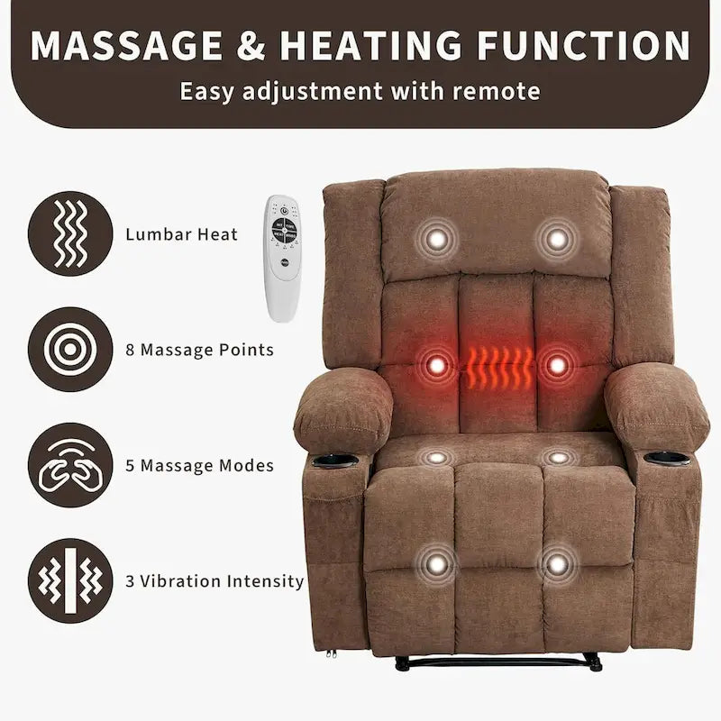 Heat and Massage Recliner Chair with Remote Control 16