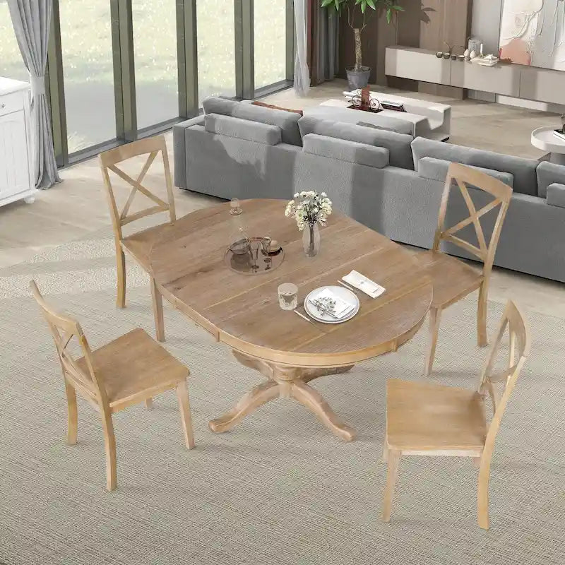 5-Piece Modern Dining Set for 4: Round Table with 4 Kitchen Chairs 34