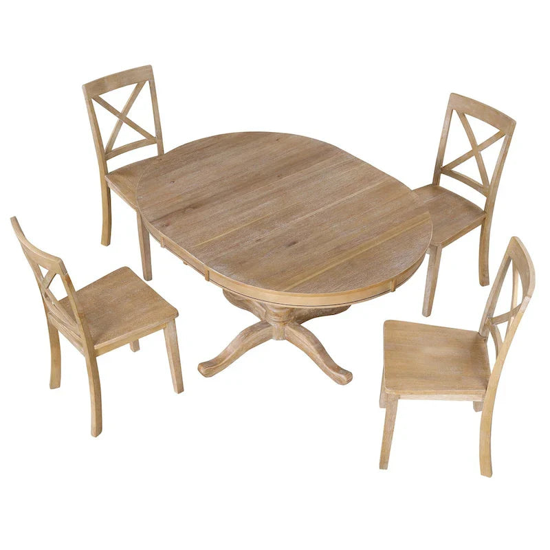 5-Piece Modern Dining Set for 4: Round Table with 4 Kitchen Chairs 4