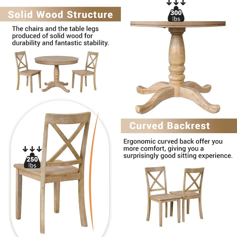 5-Piece Modern Dining Set for 4: Round Table with 4 Kitchen Chairs 8