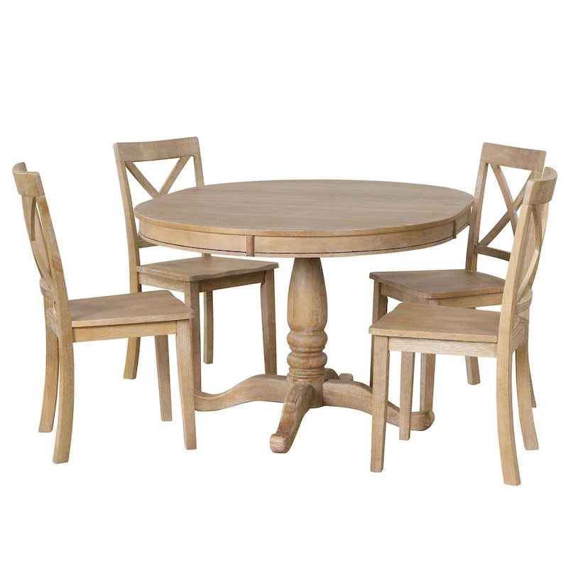 5-Piece Modern Dining Set for 4: Round Table with 4 Kitchen Chairs 10