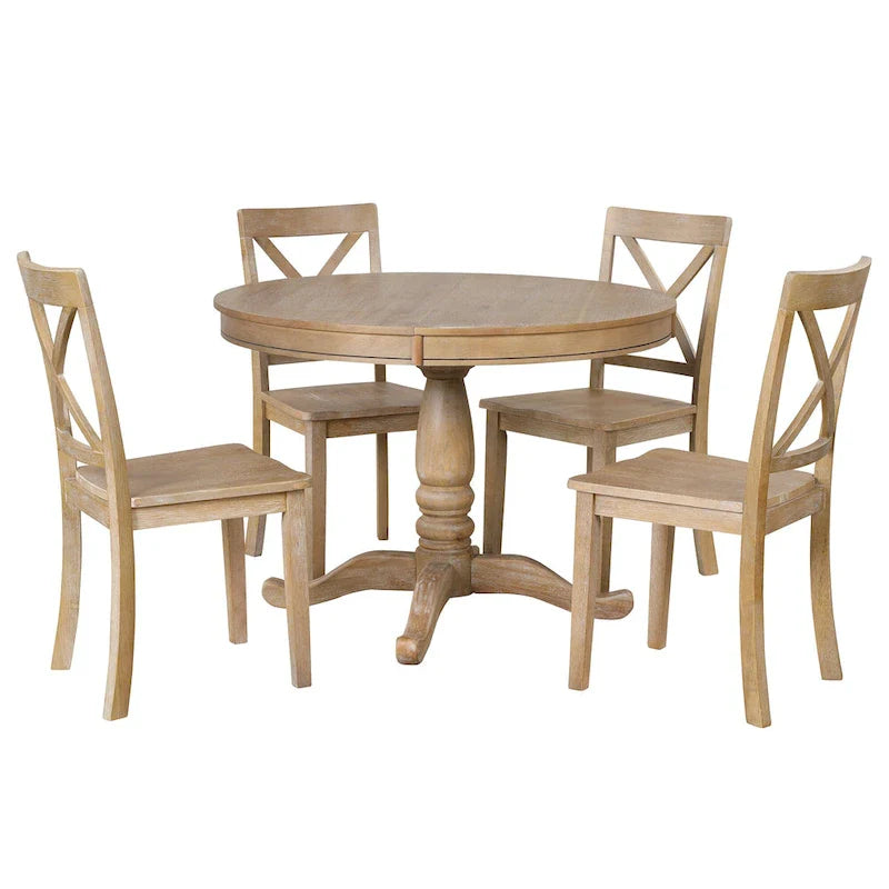 5-Piece Modern Dining Set for 4: Round Table with 4 Kitchen Chairs 12