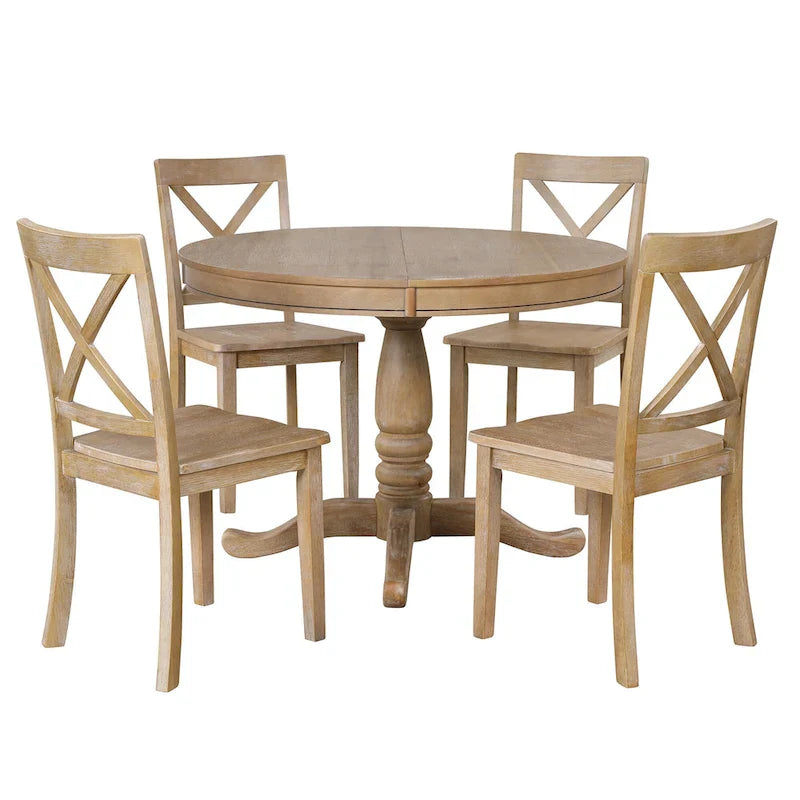 5-Piece Modern Dining Set for 4: Round Table with 4 Kitchen Chairs 13
