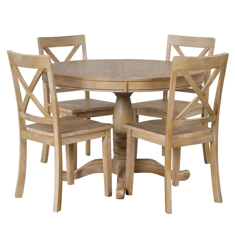 5-Piece Modern Dining Set for 4: Round Table with 4 Kitchen Chairs 14