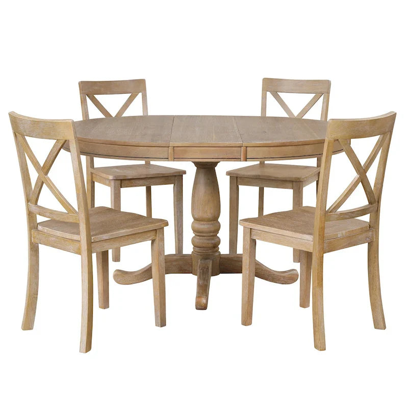 5-Piece Modern Dining Set for 4: Round Table with 4 Kitchen Chairs 15