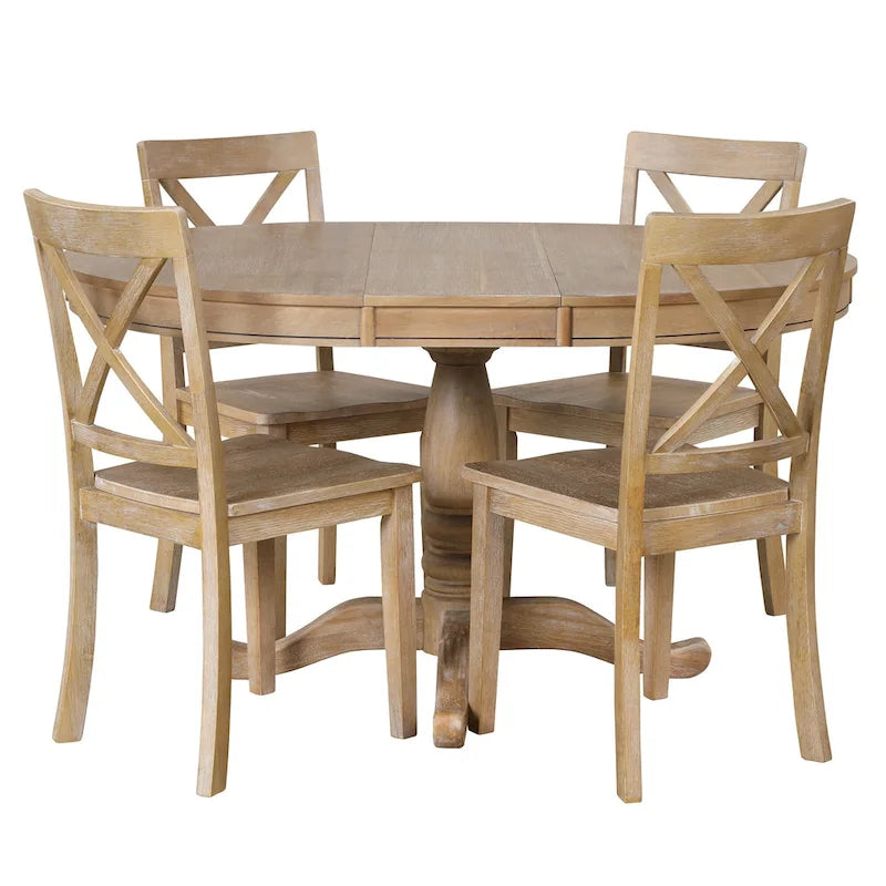 5-Piece Modern Dining Set for 4: Round Table with 4 Kitchen Chairs 16