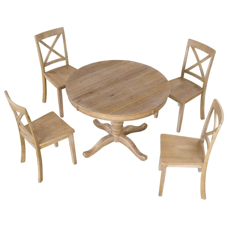 5-Piece Modern Dining Set for 4: Round Table with 4 Kitchen Chairs 17