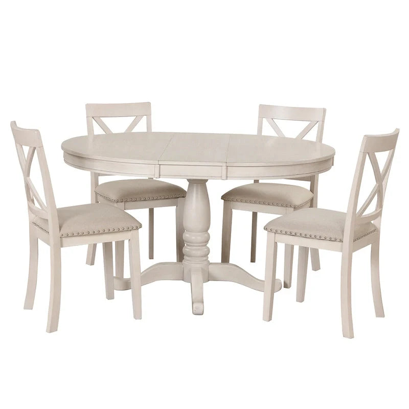 5-Piece Modern Dining Set for 4: Round Table with 4 Kitchen Chairs 22