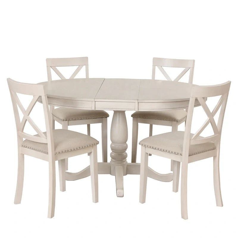 5-Piece Modern Dining Set for 4: Round Table with 4 Kitchen Chairs 24