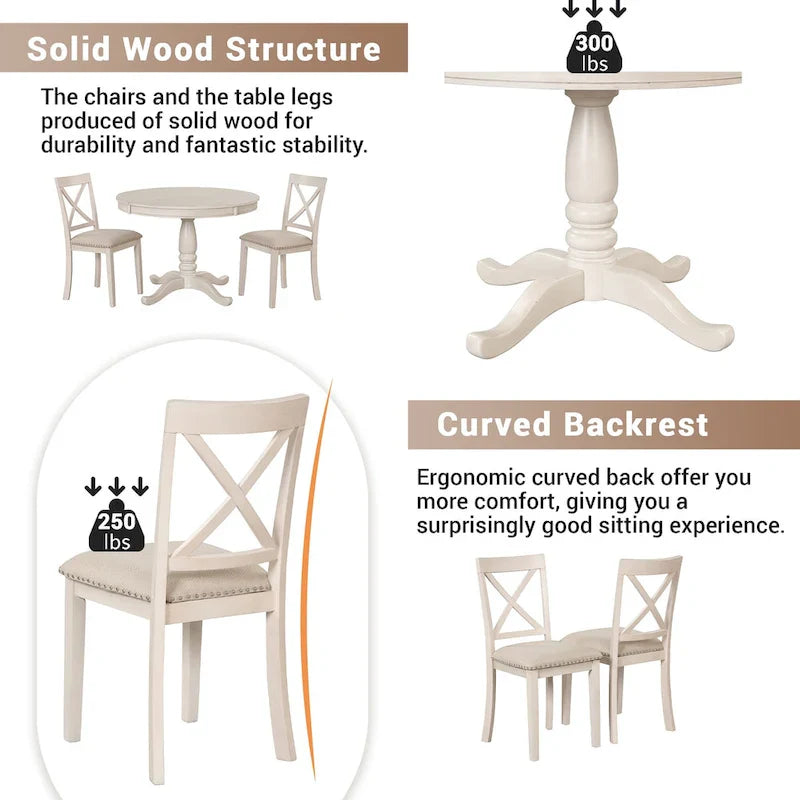 5-Piece Modern Dining Set for 4: Round Table with 4 Kitchen Chairs 28