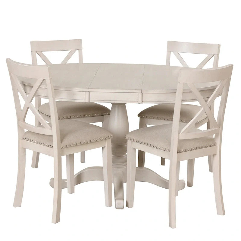 5-Piece Modern Dining Set for 4: Round Table with 4 Kitchen Chairs 31