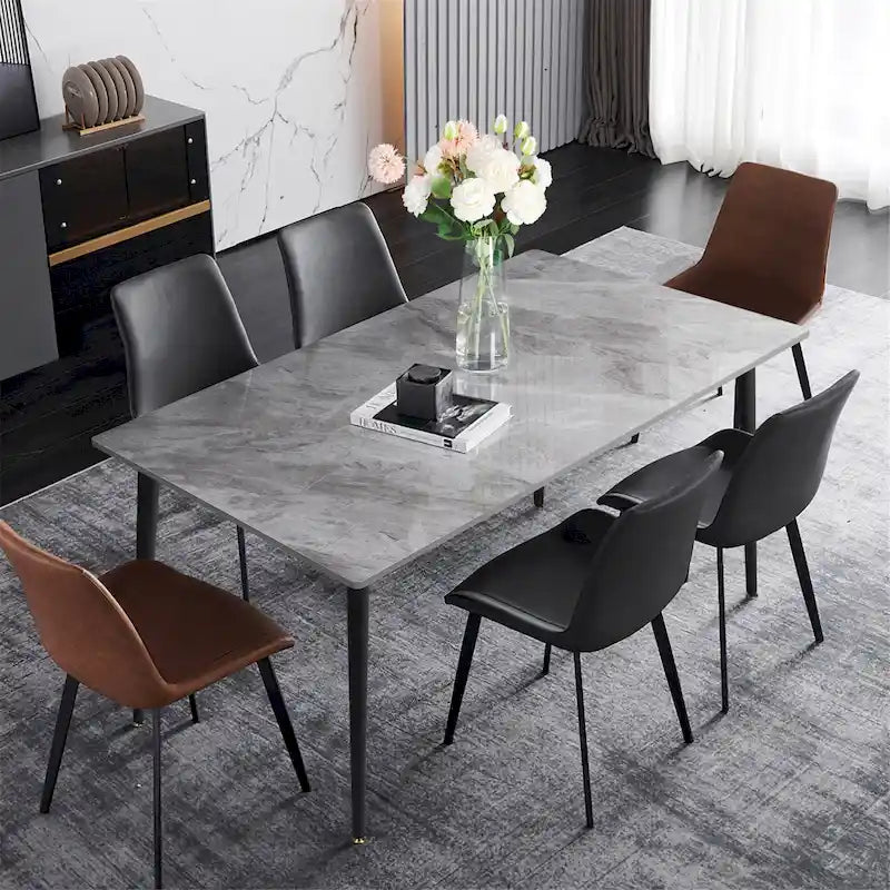 Contemporary Kitchen Table with Metal Frame and Sintered Stone Top 22