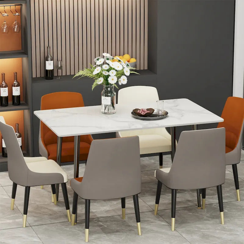 Contemporary Kitchen Table with Metal Frame and Sintered Stone Top 1
