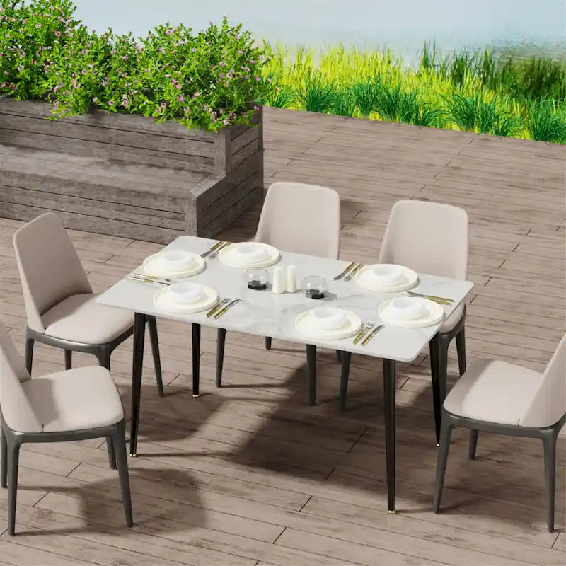 Contemporary Kitchen Table with Metal Frame and Sintered Stone Top 2