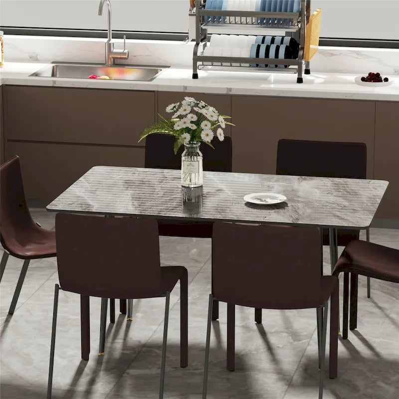 Contemporary Kitchen Table with Metal Frame and Sintered Stone Top 4