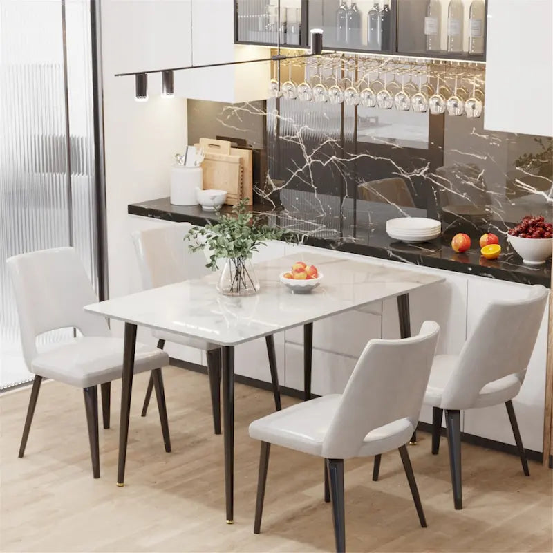 Contemporary Kitchen Table with Metal Frame and Sintered Stone Top 7