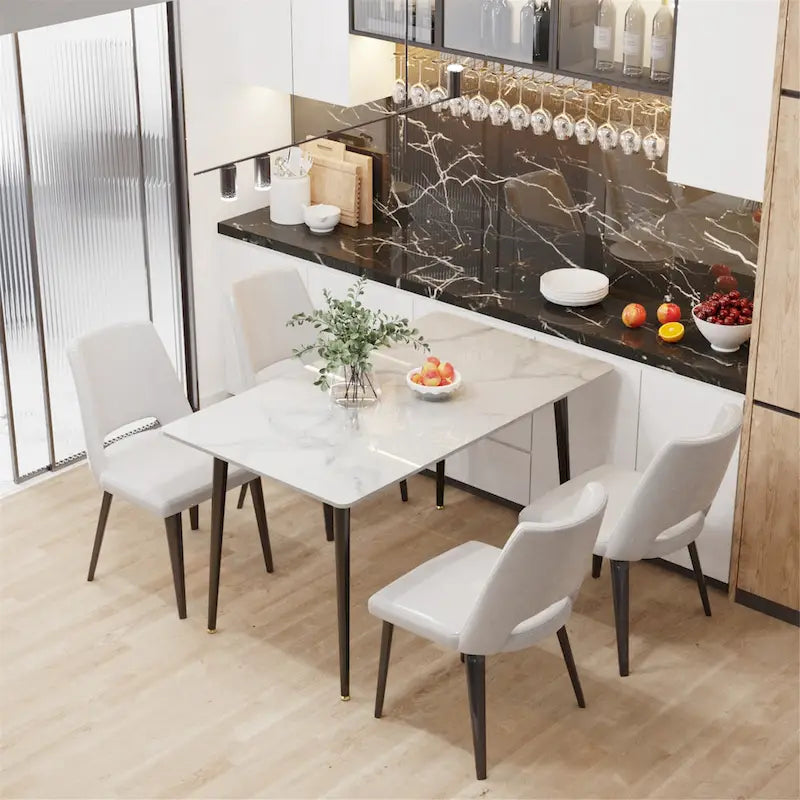 Contemporary Kitchen Table with Metal Frame and Sintered Stone Top 12