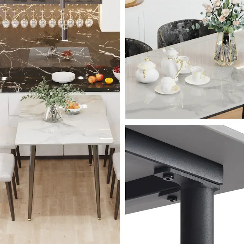 Contemporary Kitchen Table with Metal Frame and Sintered Stone Top 13