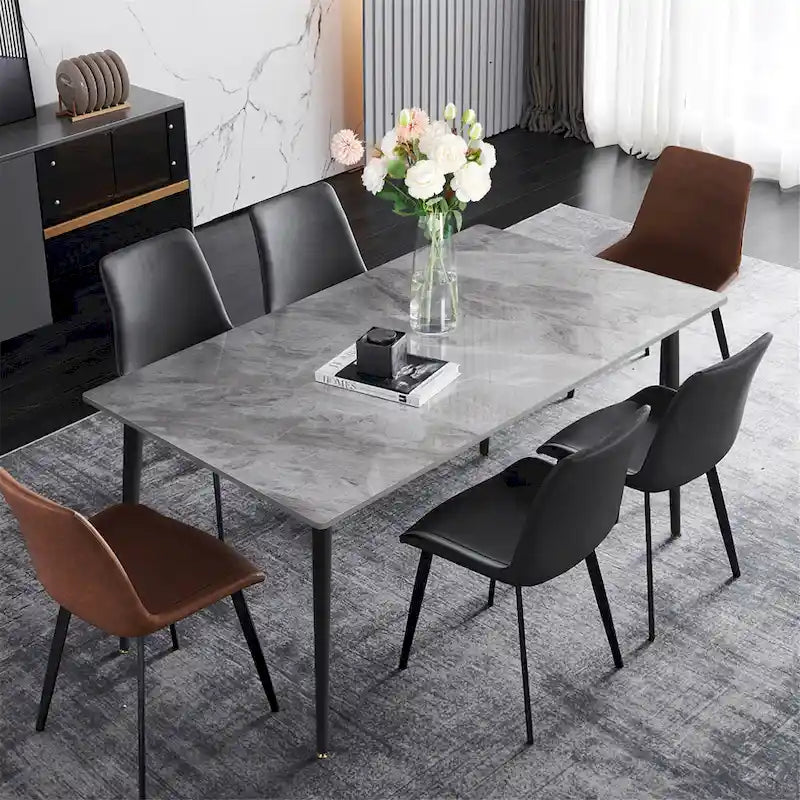 Contemporary Kitchen Table with Metal Frame and Sintered Stone Top 14