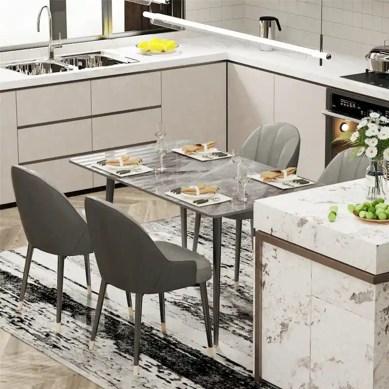 Contemporary Kitchen Table with Metal Frame and Sintered Stone Top 15