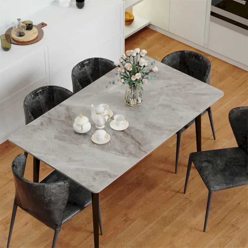 Contemporary Kitchen Table with Metal Frame and Sintered Stone Top 16