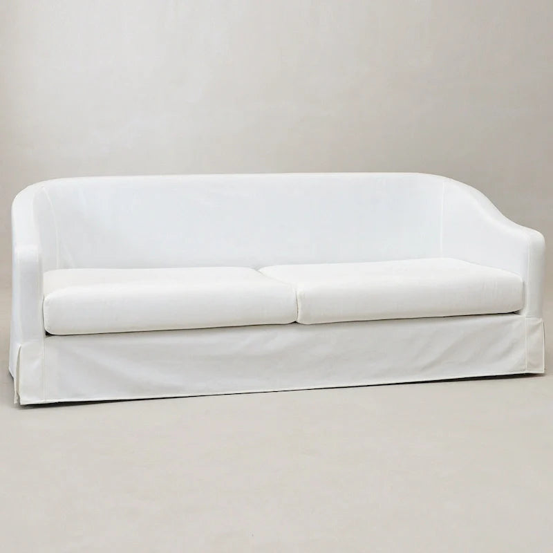 KINWELL 90W Linen Slipcovered 3-Seater Sofa with Skirt and 4 Pillows 13
