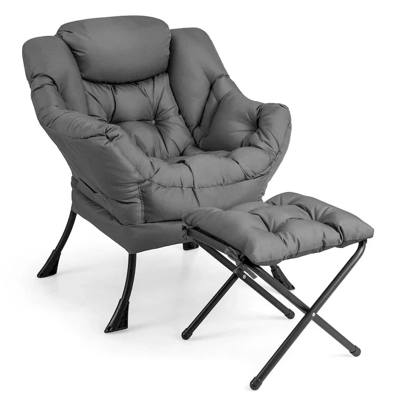 Gymax Folding Footrest Lazy Sofa Chair - Accent Leisure Armchair 1
