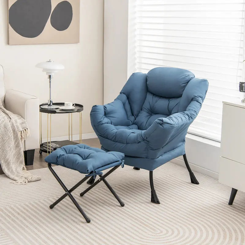Gymax Folding Footrest Lazy Sofa Chair - Accent Leisure Armchair 3