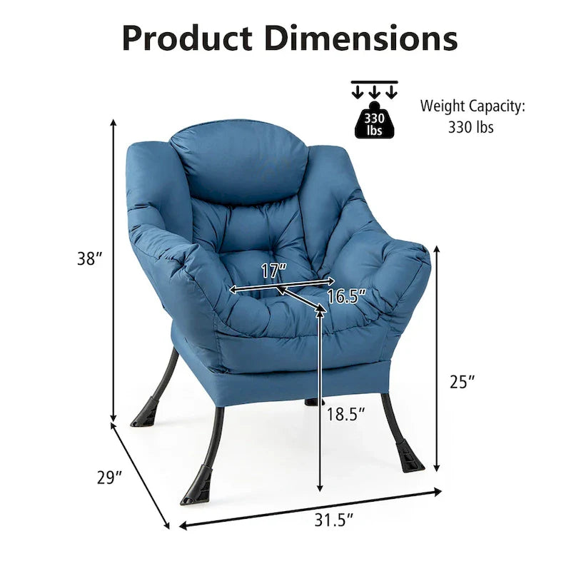 Gymax Folding Footrest Lazy Sofa Chair - Accent Leisure Armchair 4