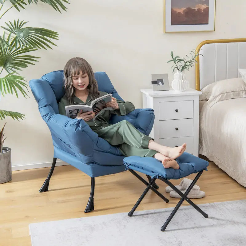 Gymax Folding Footrest Lazy Sofa Chair - Accent Leisure Armchair 5