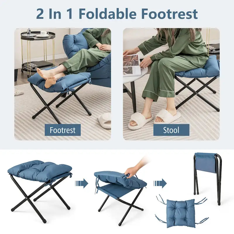 Gymax Folding Footrest Lazy Sofa Chair - Accent Leisure Armchair 8
