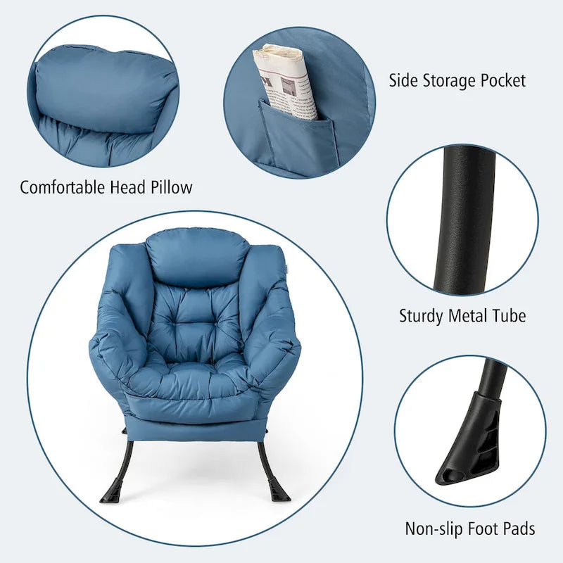 Gymax Folding Footrest Lazy Sofa Chair - Accent Leisure Armchair 9