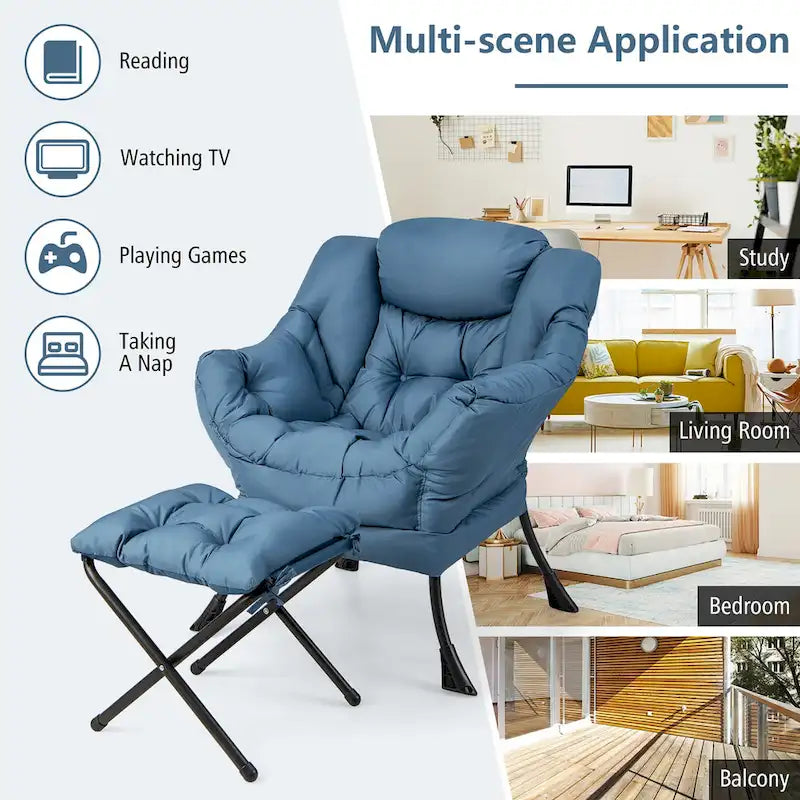 Gymax Folding Footrest Lazy Sofa Chair - Accent Leisure Armchair 11