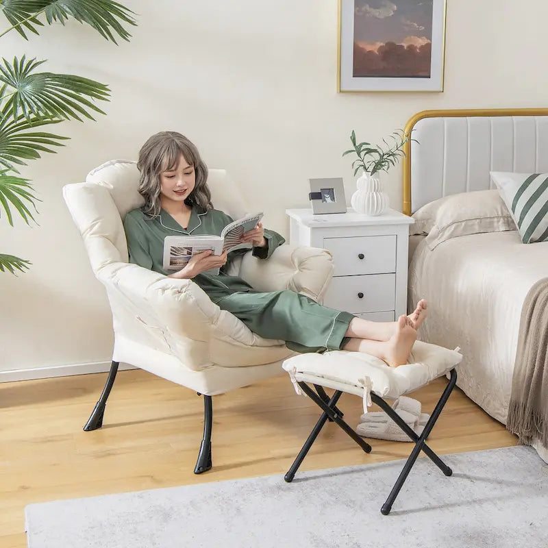 Gymax Folding Footrest Lazy Sofa Chair - Accent Leisure Armchair 15