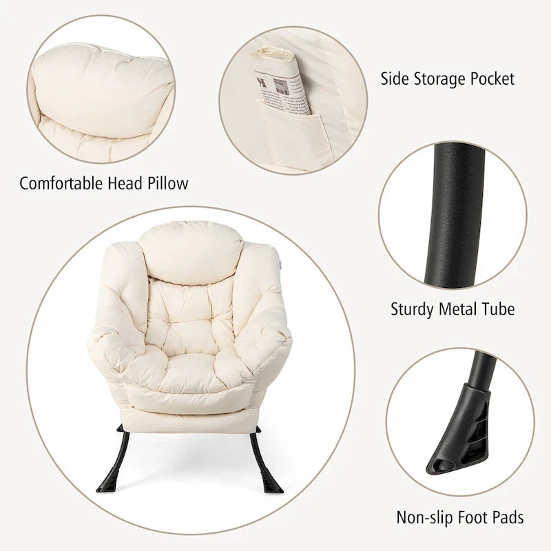 Gymax Folding Footrest Lazy Sofa Chair - Accent Leisure Armchair 19