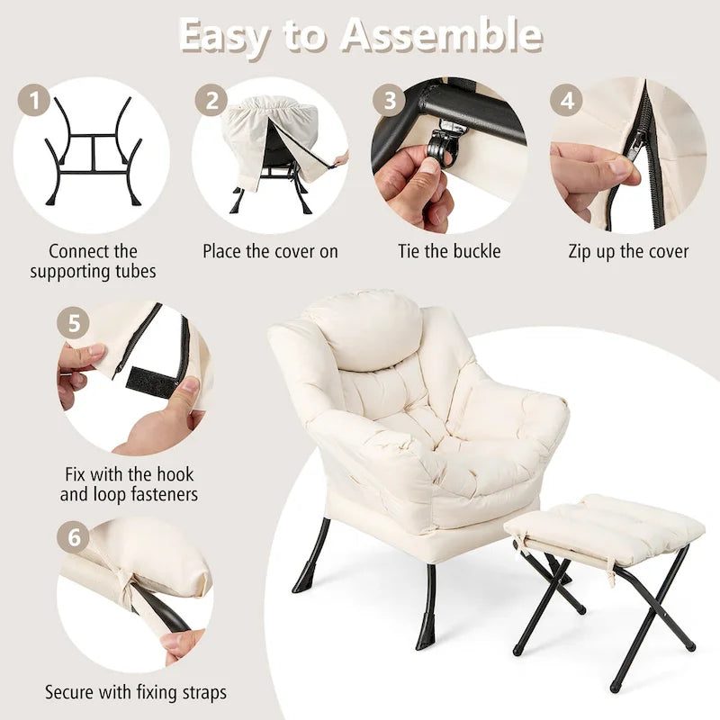 Gymax Folding Footrest Lazy Sofa Chair - Accent Leisure Armchair 20