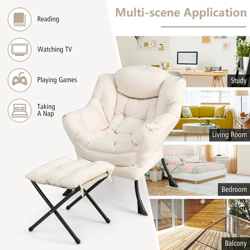 Gymax Folding Footrest Lazy Sofa Chair - Accent Leisure Armchair 21