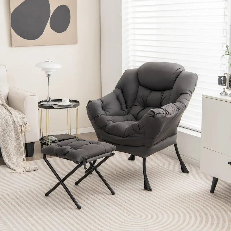 Gymax Folding Footrest Lazy Sofa Chair - Accent Leisure Armchair 23