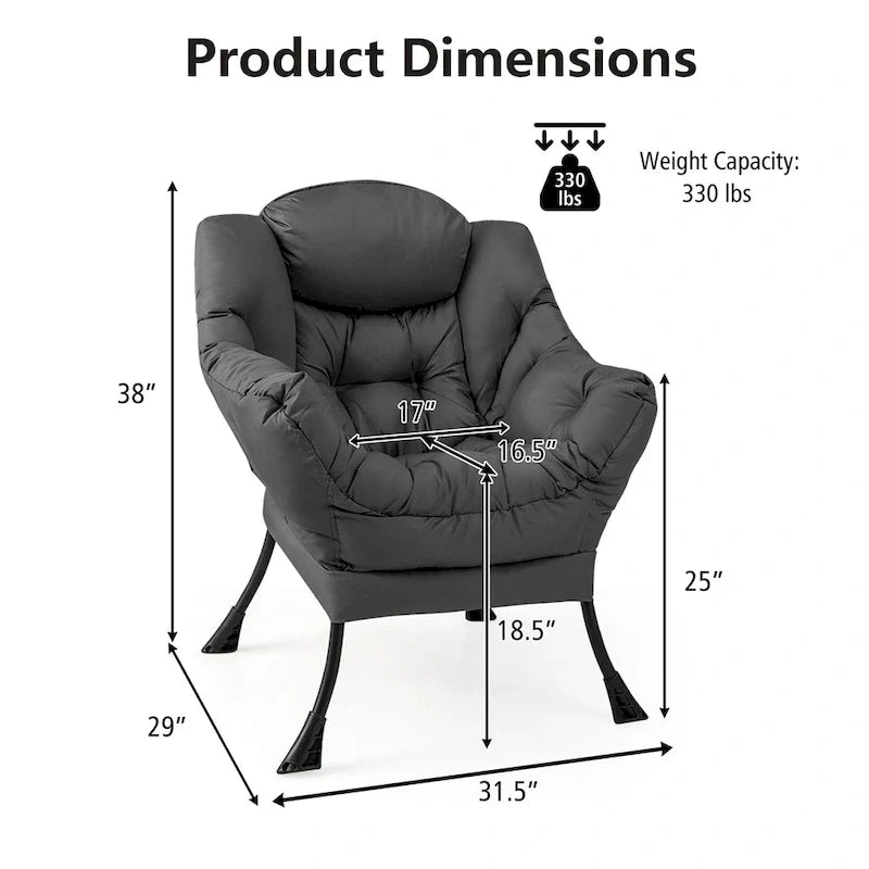Gymax Folding Footrest Lazy Sofa Chair - Accent Leisure Armchair 24