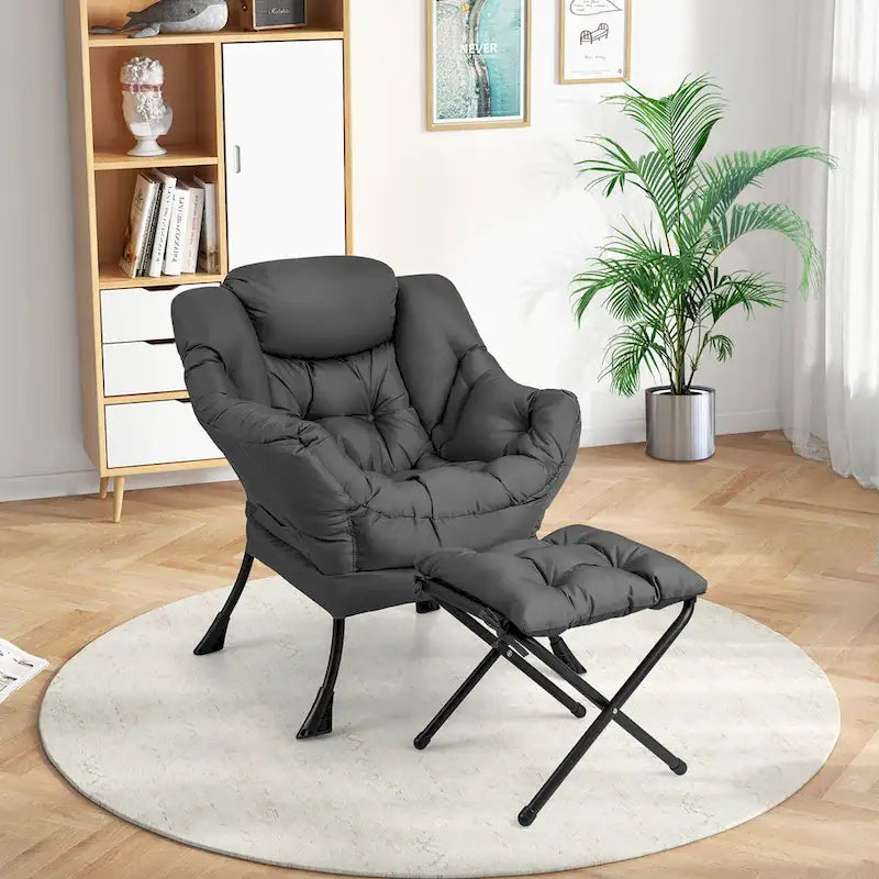 Gymax Folding Footrest Lazy Sofa Chair - Accent Leisure Armchair 26