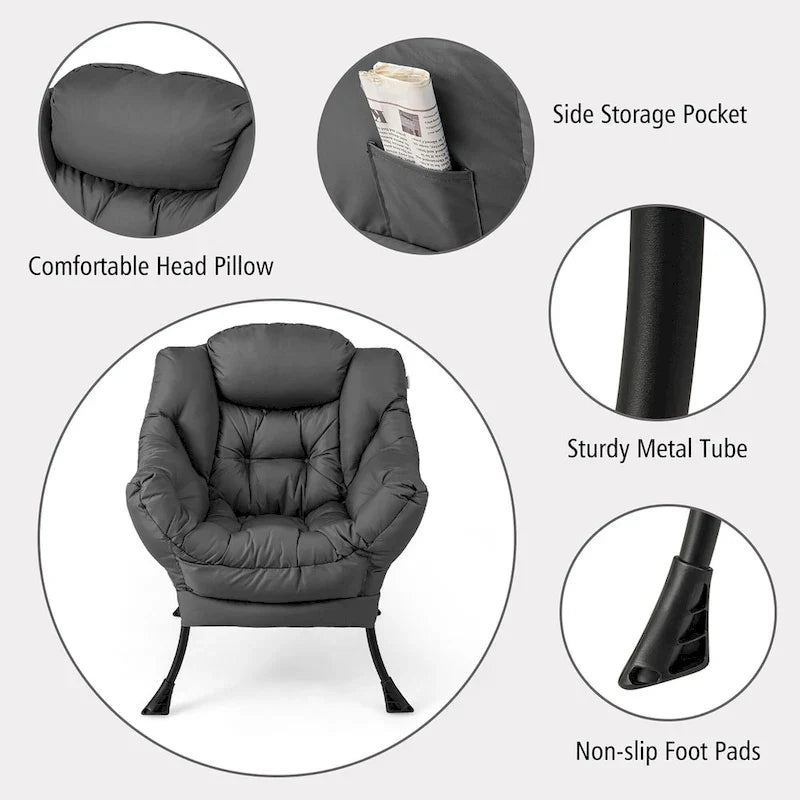 Gymax Folding Footrest Lazy Sofa Chair - Accent Leisure Armchair 29
