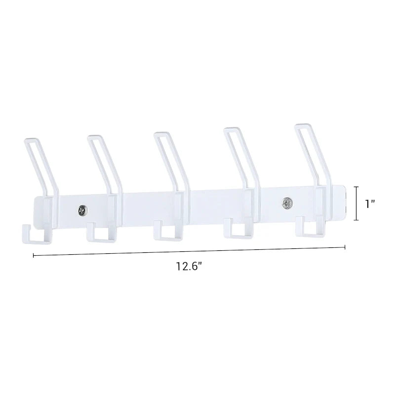Wall-Mounted Coat Rack with 5 Hooks - 1 Pack, Perfect for Entryway - Dimensions: 12.6 x 1 in 10