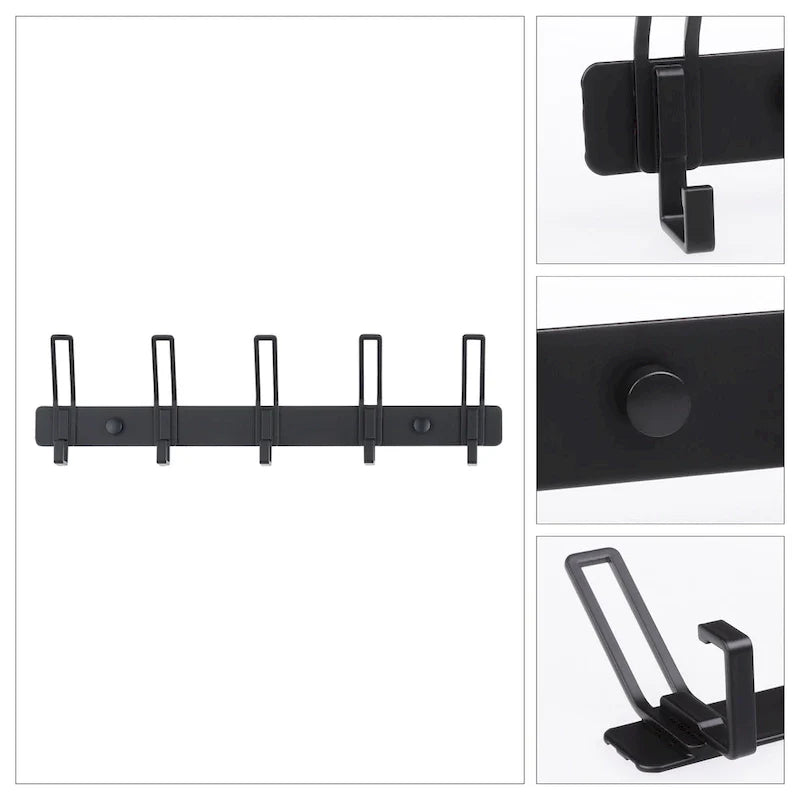 Wall-Mounted Coat Rack with 5 Hooks - 1 Pack, Perfect for Entryway - Dimensions: 12.6 x 1 in 3