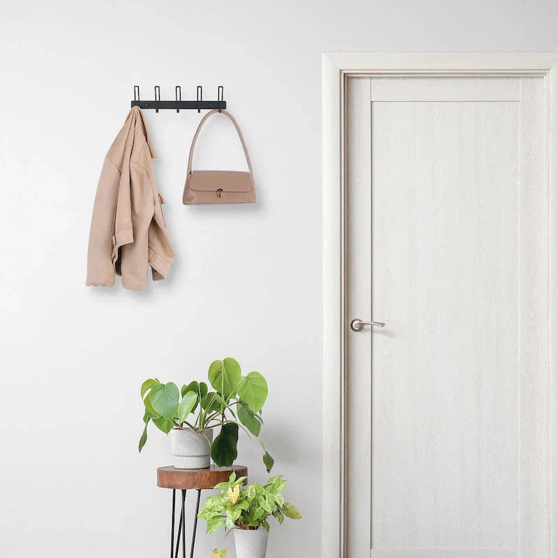 Wall-Mounted Coat Rack with 5 Hooks - 1 Pack, Perfect for Entryway - Dimensions: 12.6 x 1 in 5