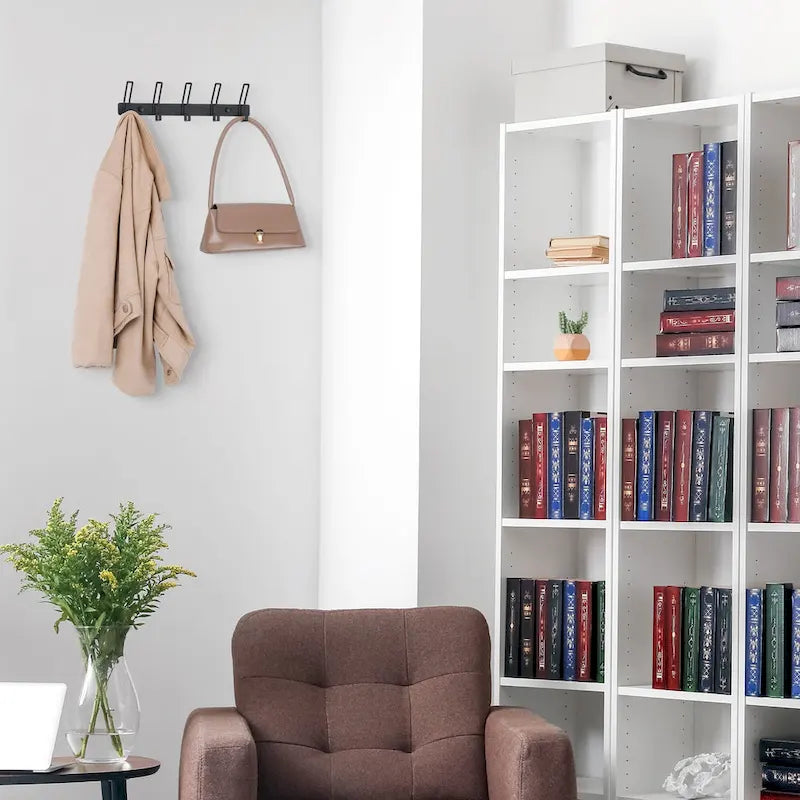 Wall-Mounted Coat Rack with 5 Hooks - 1 Pack, Perfect for Entryway - Dimensions: 12.6 x 1 in 6