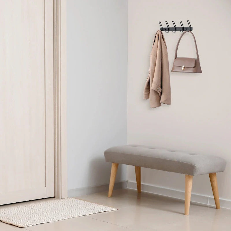 Wall-Mounted Coat Rack with 5 Hooks - 1 Pack, Perfect for Entryway - Dimensions: 12.6 x 1 in 7