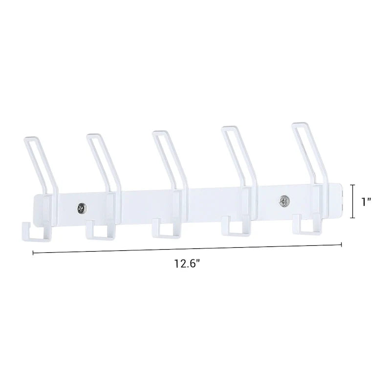 Wall-Mounted Coat Rack with 5 Hooks - 1 Pack, Perfect for Entryway - Dimensions: 12.6 x 1 in 8