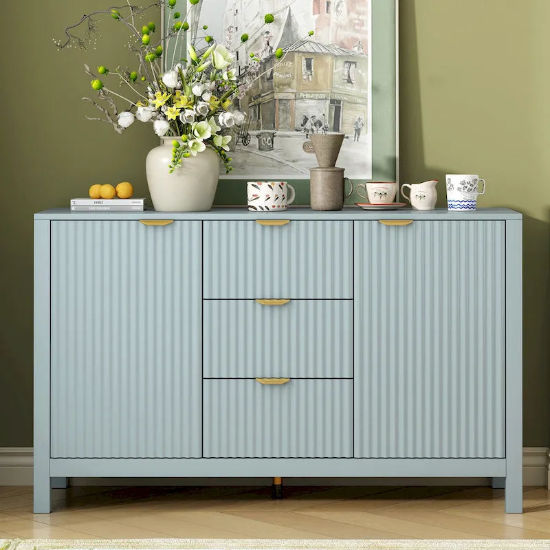 Buffet Sideboard Featuring 3 Adjustable Shelves, 3 Drawers, and Soft-Close Doors 1