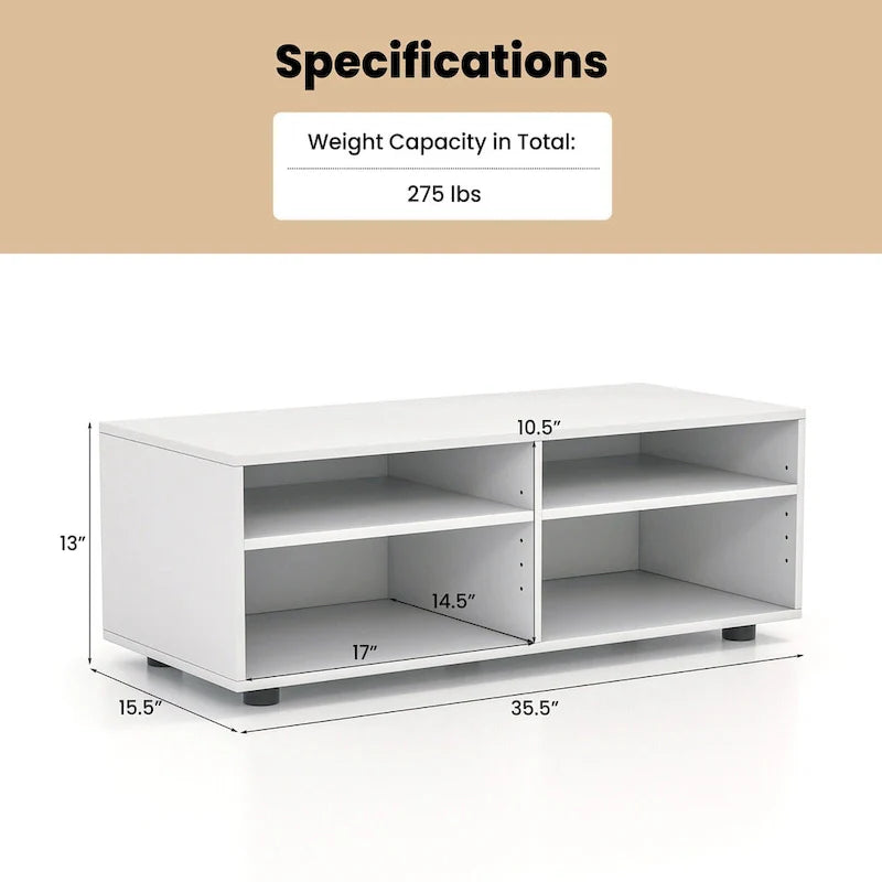 Gymax 4-Cubby TV Stand Media Console Entertainment Center 2